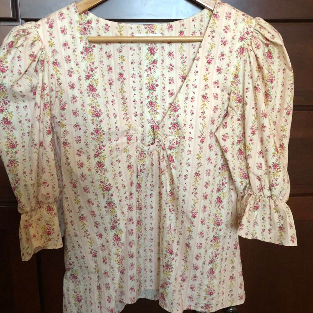 Petersyn Floral Puff Sleeve Top XS